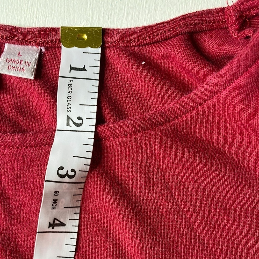 Quacker Factory RED Wine Pearl Beads on Bell Sleeve Dressy Top Size Large - Picture 9 of 12